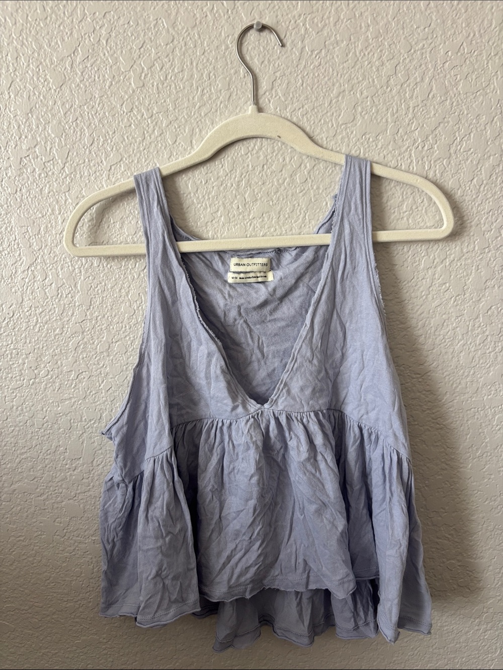 Urban Outfitters Pale Blue V-Neck Peplum Tank